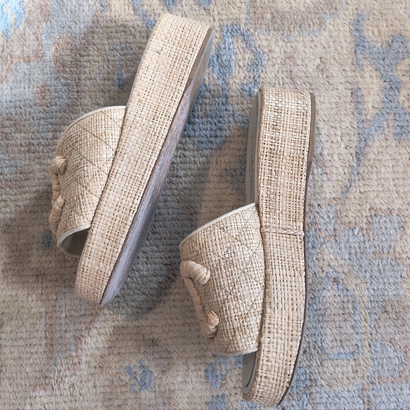 Chanel💯19P CC Logo Platform Mules Sandals 39/8.5 - Picture 5 of 11